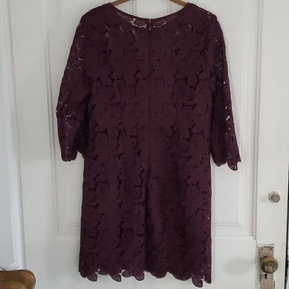 Loft Maroon Floral Lace Dress - Picture 9 of 14